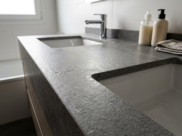 Encimeras de baño en granito, Silestone y porcelánico medida en Verín y Baixa Limia